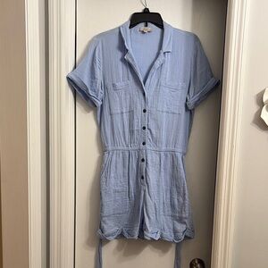Loft Light Blue Button-Up Romper